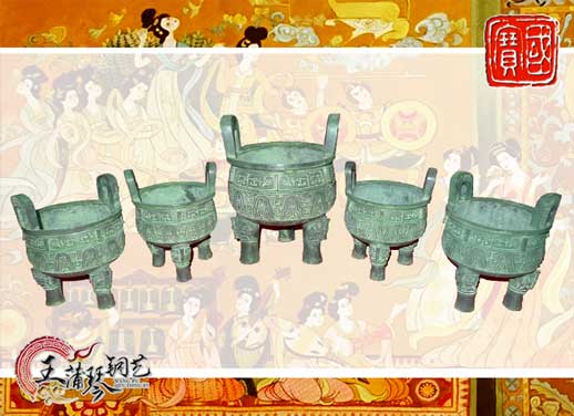 銅鼎，銅五鼎，中國鼎，佛像用鼎